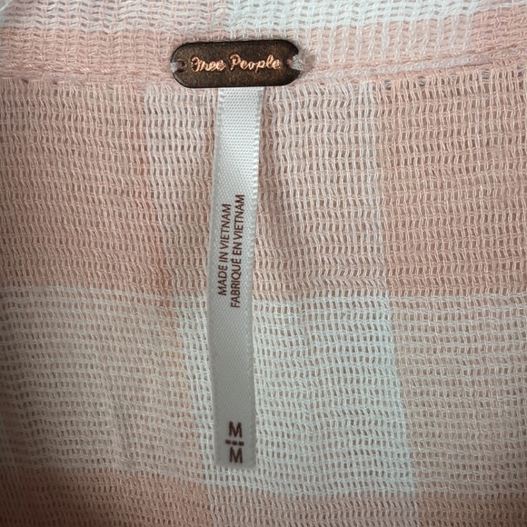 Free People Hey There Sunshine Pink Plaid Soft Top - Picture 7 of 8